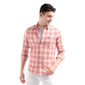 The Indian Garage Co Men's Cotton Regular Fit Checkered Full Sleeves Cutaway Collar Casual Shirt